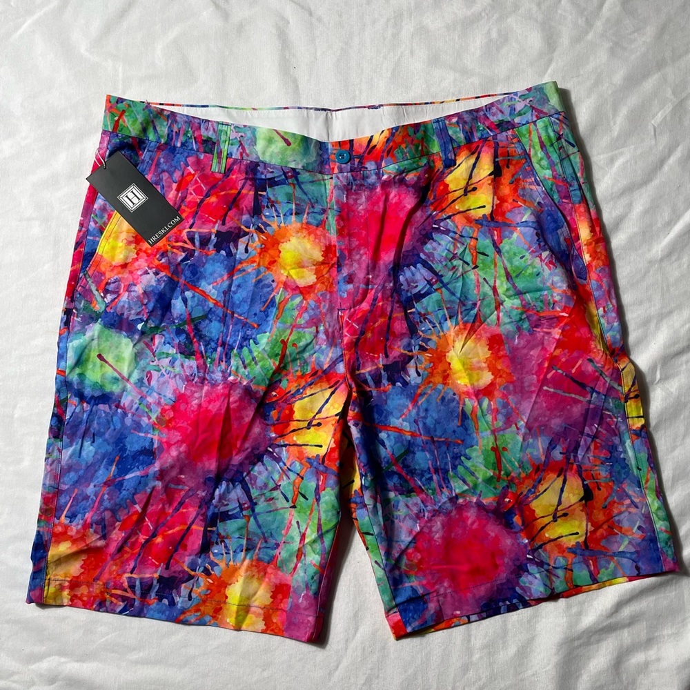 NWT Hreski Explosion of color mulitcolored golf shorts men’s size 40